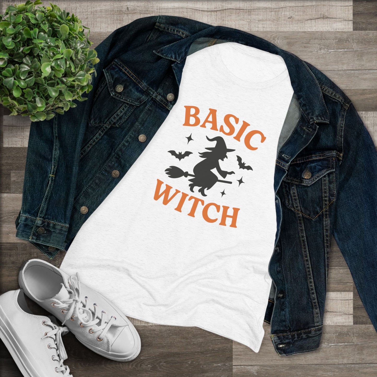 BASIC WITCH Women's Triblend Tee - Comfortable Graphic Shirt for Halloween