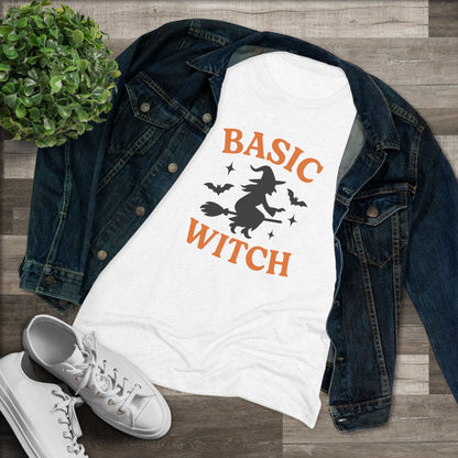 BASIC WITCH Women's Triblend Tee - Comfortable Graphic Shirt for Halloween