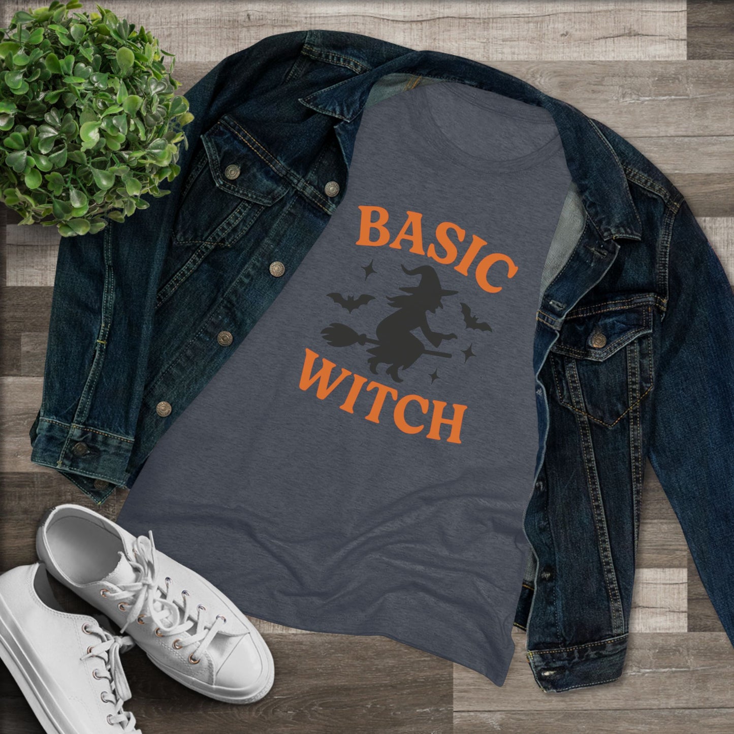 BASIC WITCH Women's Triblend Tee - Comfortable Graphic Shirt for Halloween