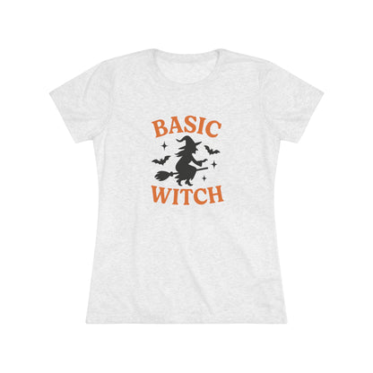 BASIC WITCH Women's Triblend Tee - Comfortable Graphic Shirt for Halloween
