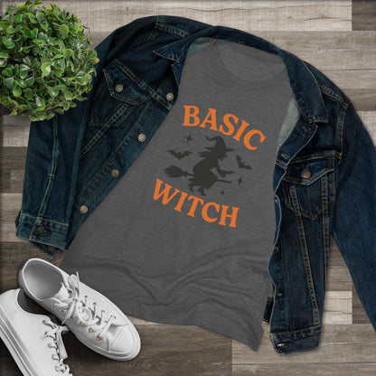 BASIC WITCH Women's Triblend Tee - Comfortable Graphic Shirt for Halloween