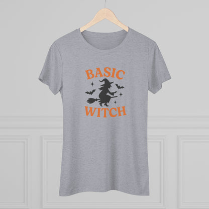 BASIC WITCH Women's Triblend Tee - Comfortable Graphic Shirt for Halloween
