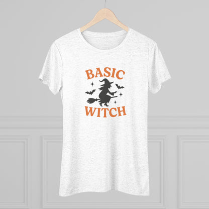BASIC WITCH Women's Triblend Tee - Comfortable Graphic Shirt for Halloween