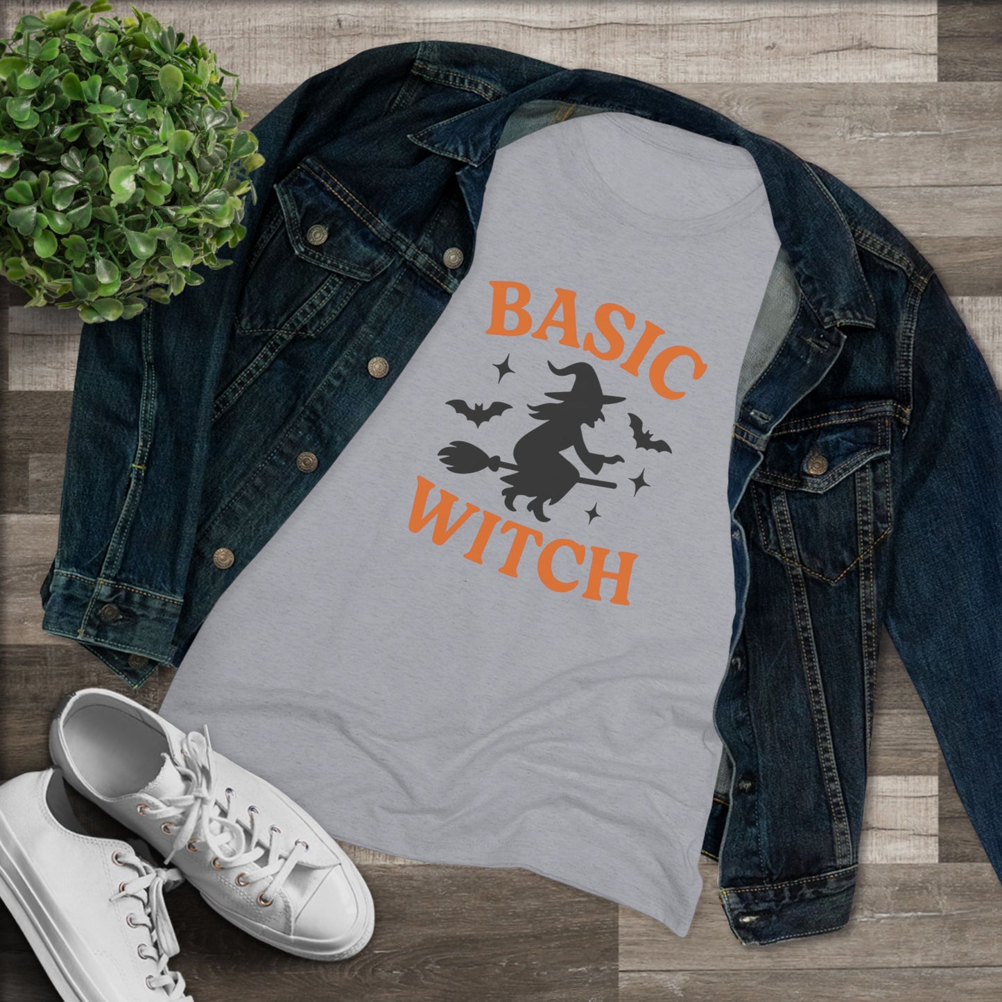 BASIC WITCH Women's Triblend Tee - Comfortable Graphic Shirt for Halloween