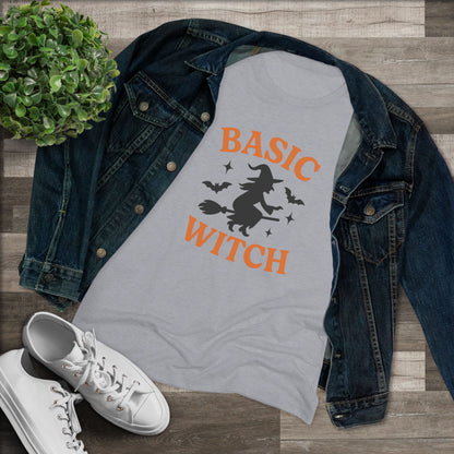 BASIC WITCH Women's Triblend Tee - Comfortable Graphic Shirt for Halloween